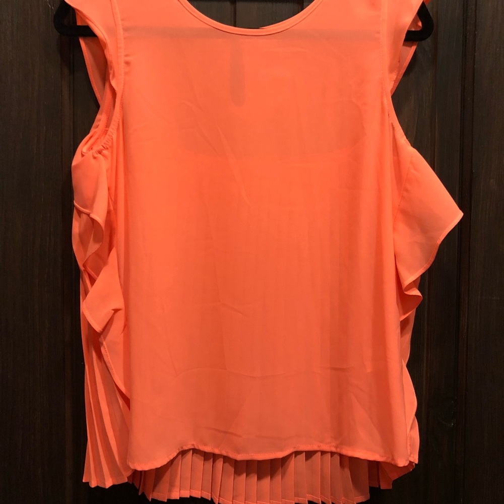 Coral ruffle blouse